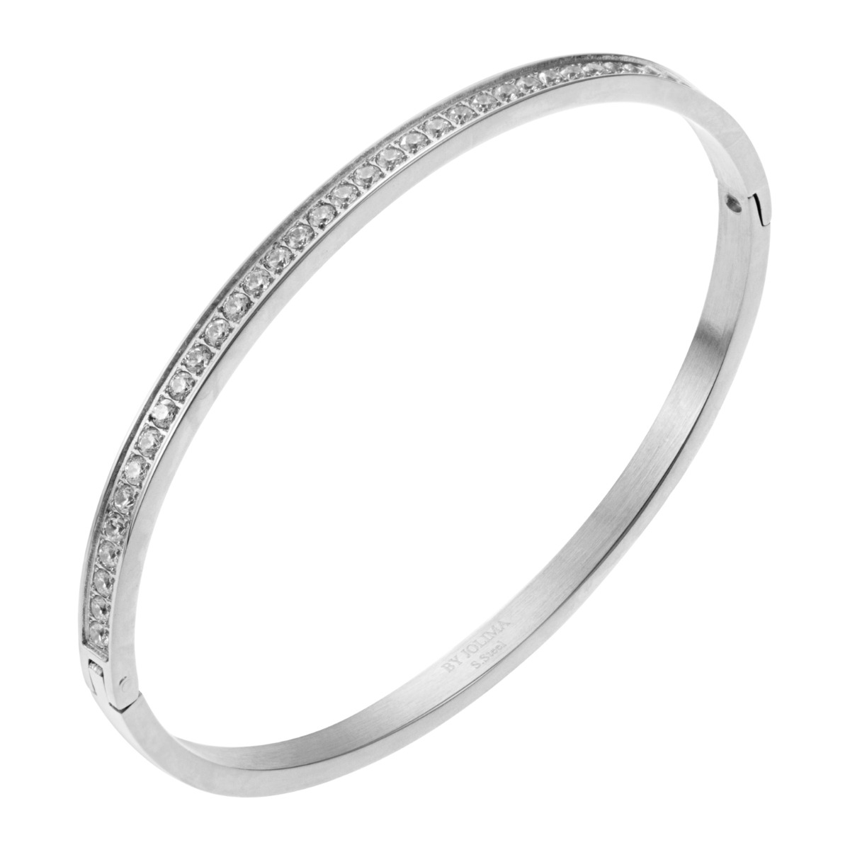 By Jolima Celine Crystal Bangle Clear Steel