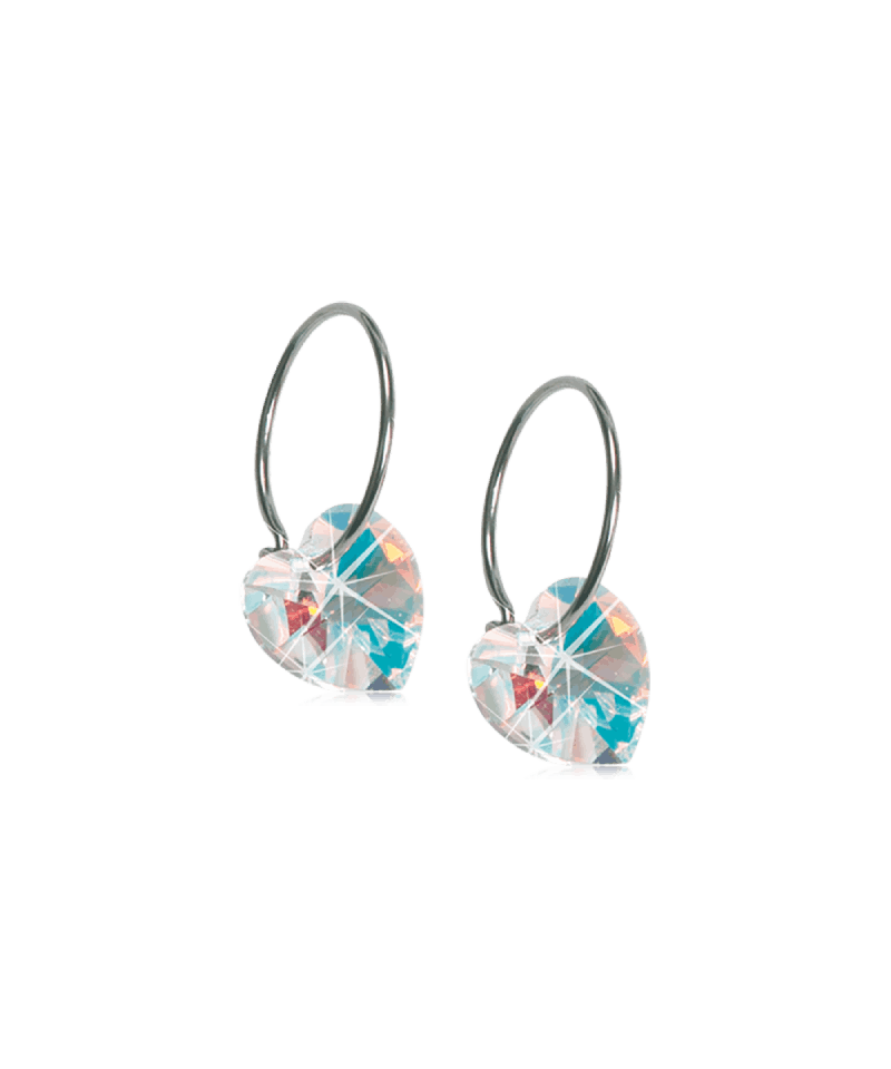 Blomdahl - Ear Ring 14 mm, Pendant Heart 10mm Rainbow