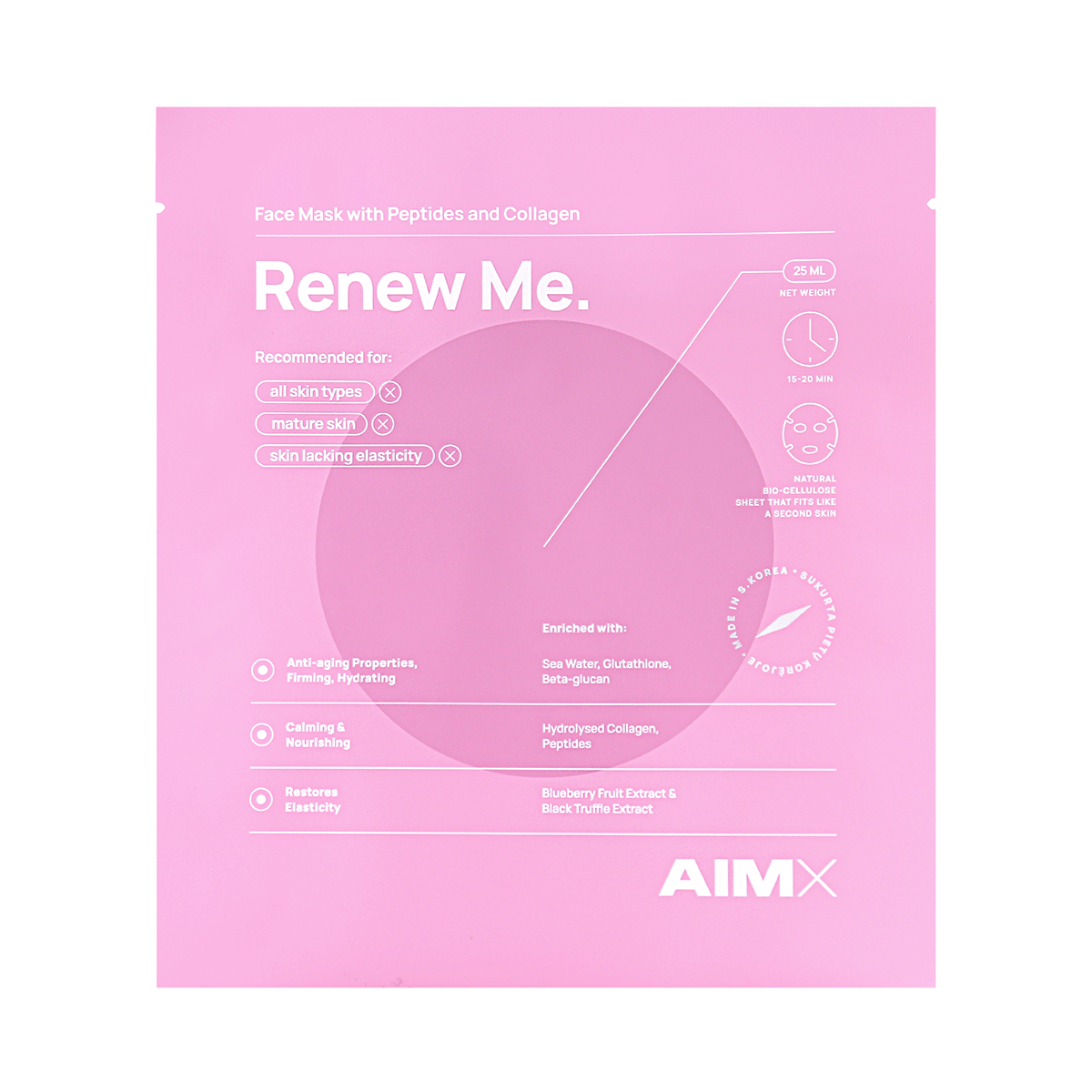 AIMX Renew Me face mask with Peptides and collagen 25ml
