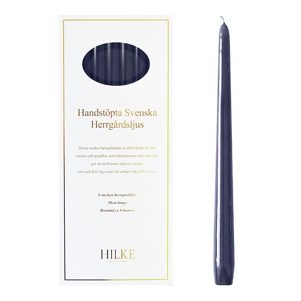 HILKE COLLECTION Herrgårdsljus 6-Pack Blå Grå