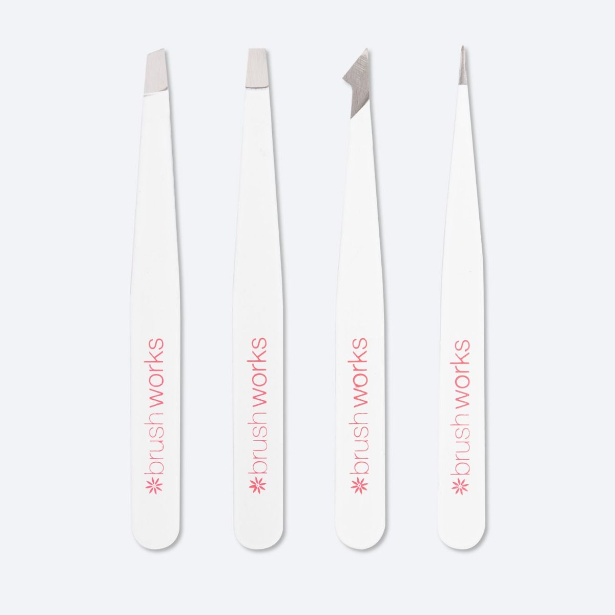 Brushworks HD Combination White Tweezer Set