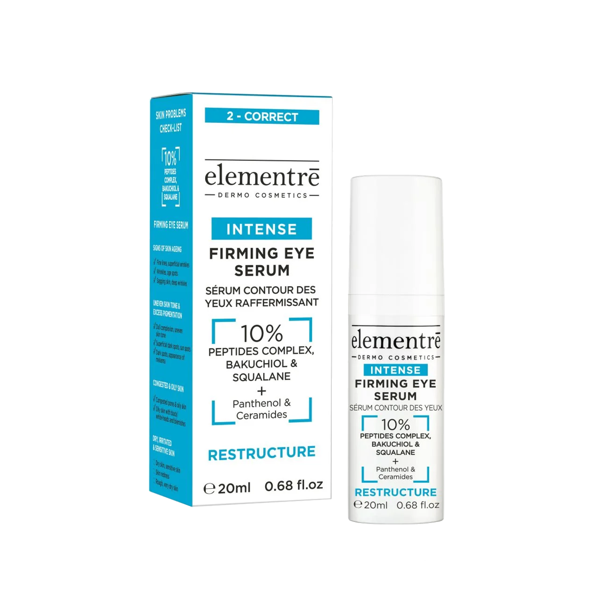 Elementre 10% Peptides, Bakuchiol & Squalane Intense Firming Eye Serum 20ml