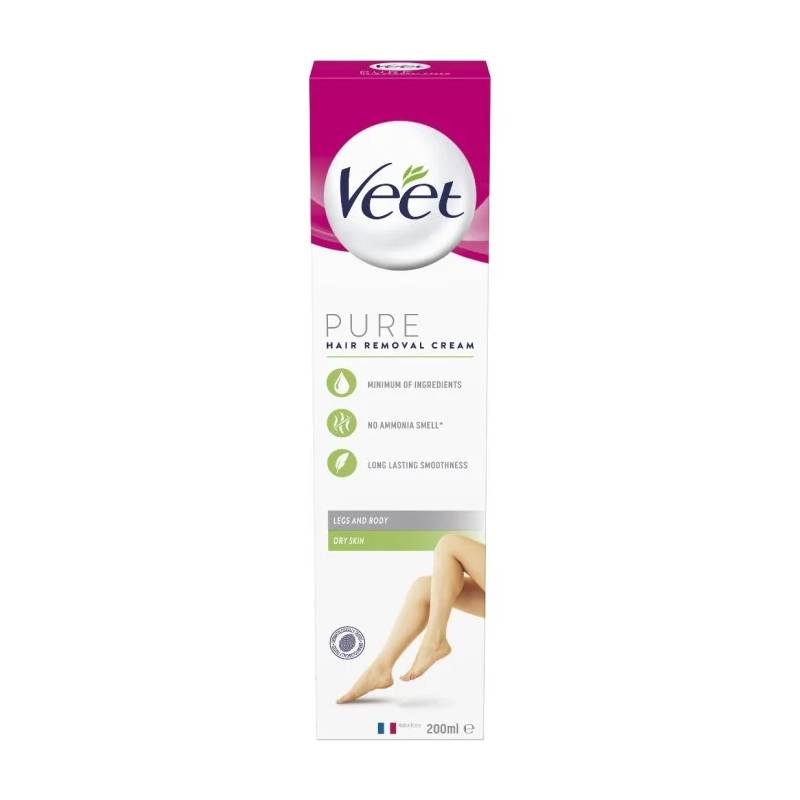 Veet Pure Hair Removal Cream Dry Skin For Legs And Body 200ml