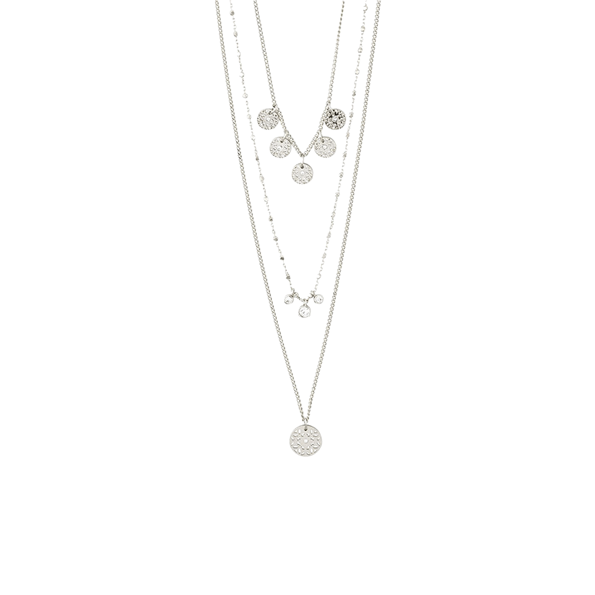 Pilgrim Carol Layered Necklace 3-in-1 Silver-plated