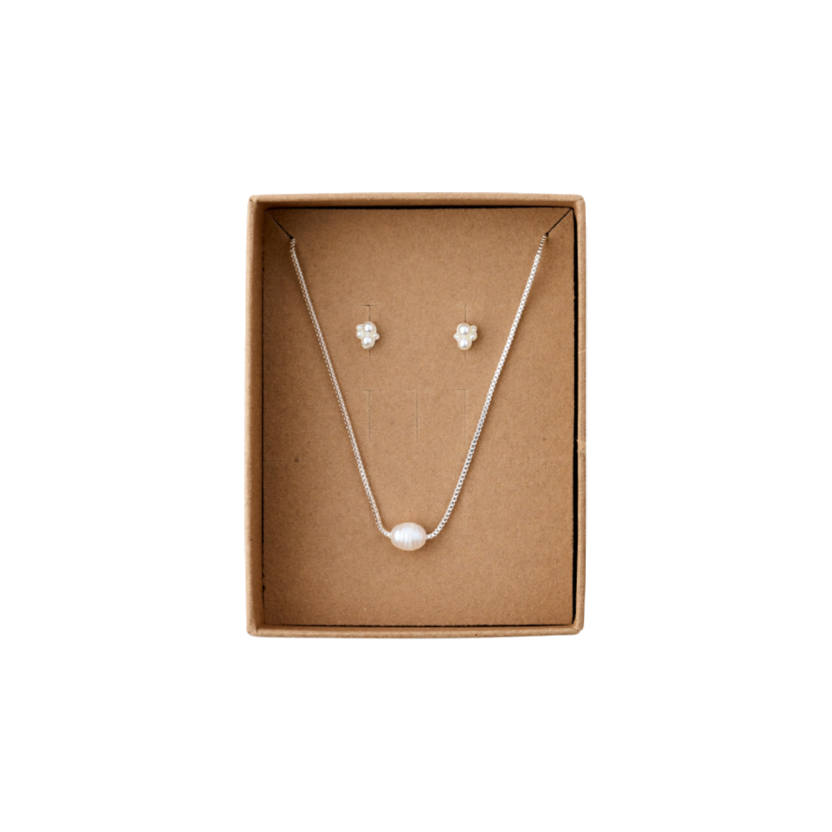 Pilgrim Alayah Necklace & Stud Earrings Gift Set Silver-Plated