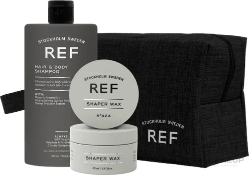 REF Hair & Body Shampoo 285ml + Shaper Wax + Toilet Bag Set